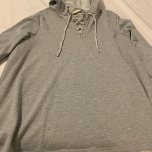 Modcloth hoodie with lace-up neck detail